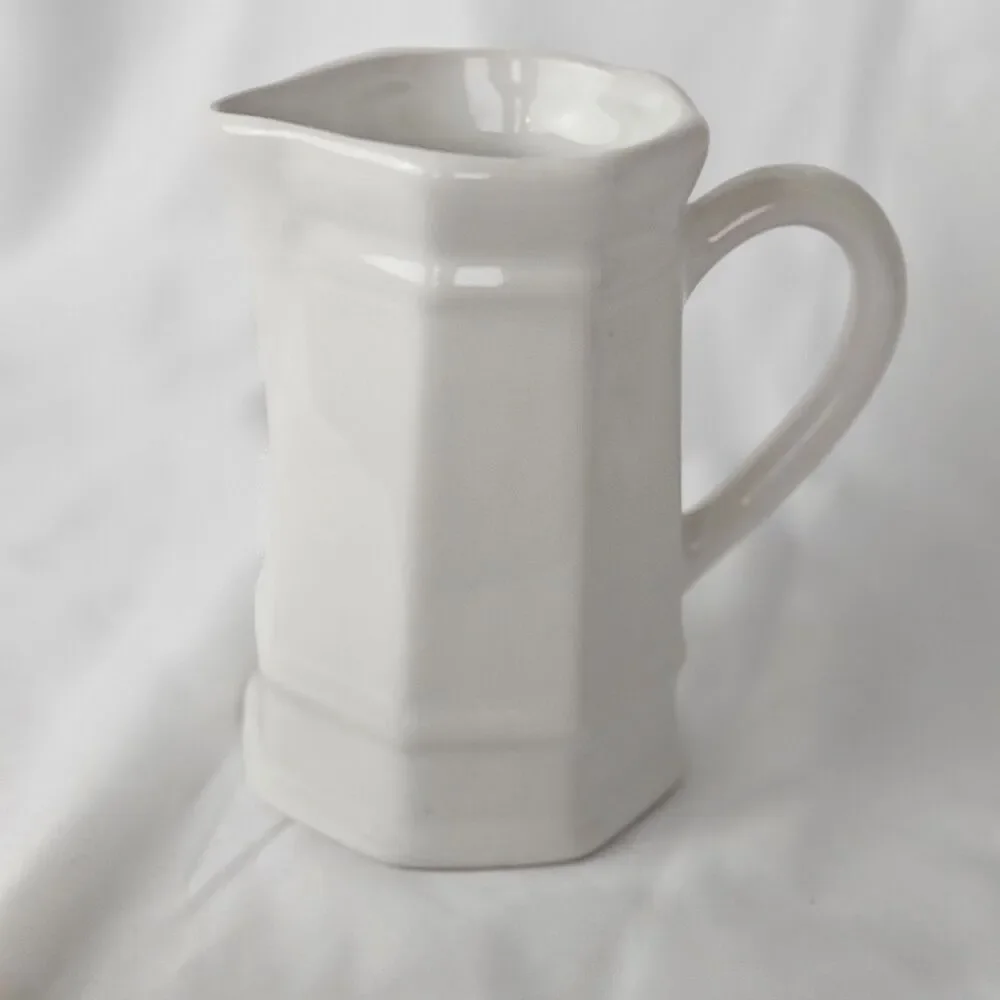 Pfaltzgraff Style White Hexagonal Ceramic Creamer Pitcher